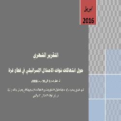 تقرير ابريل 2016 حول انتهاكات قوات الاحتلال الإسرائيلي في قطاع غزة