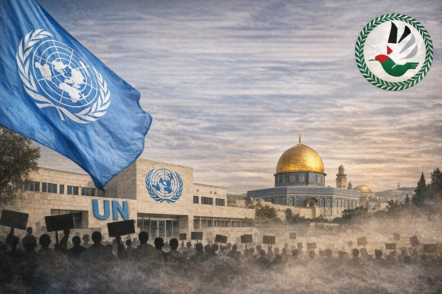 تجمع المؤسسات الحقوقية يعتبر  أن تهديد السفير الإسرائيلي بالأمم المتحدة بإغلاق مقر الأمم المتحدة بالقدس وطرد المسؤوليين الأمميين منها هو بمثابة تمرد على الشرعية الدولية وقراراتها