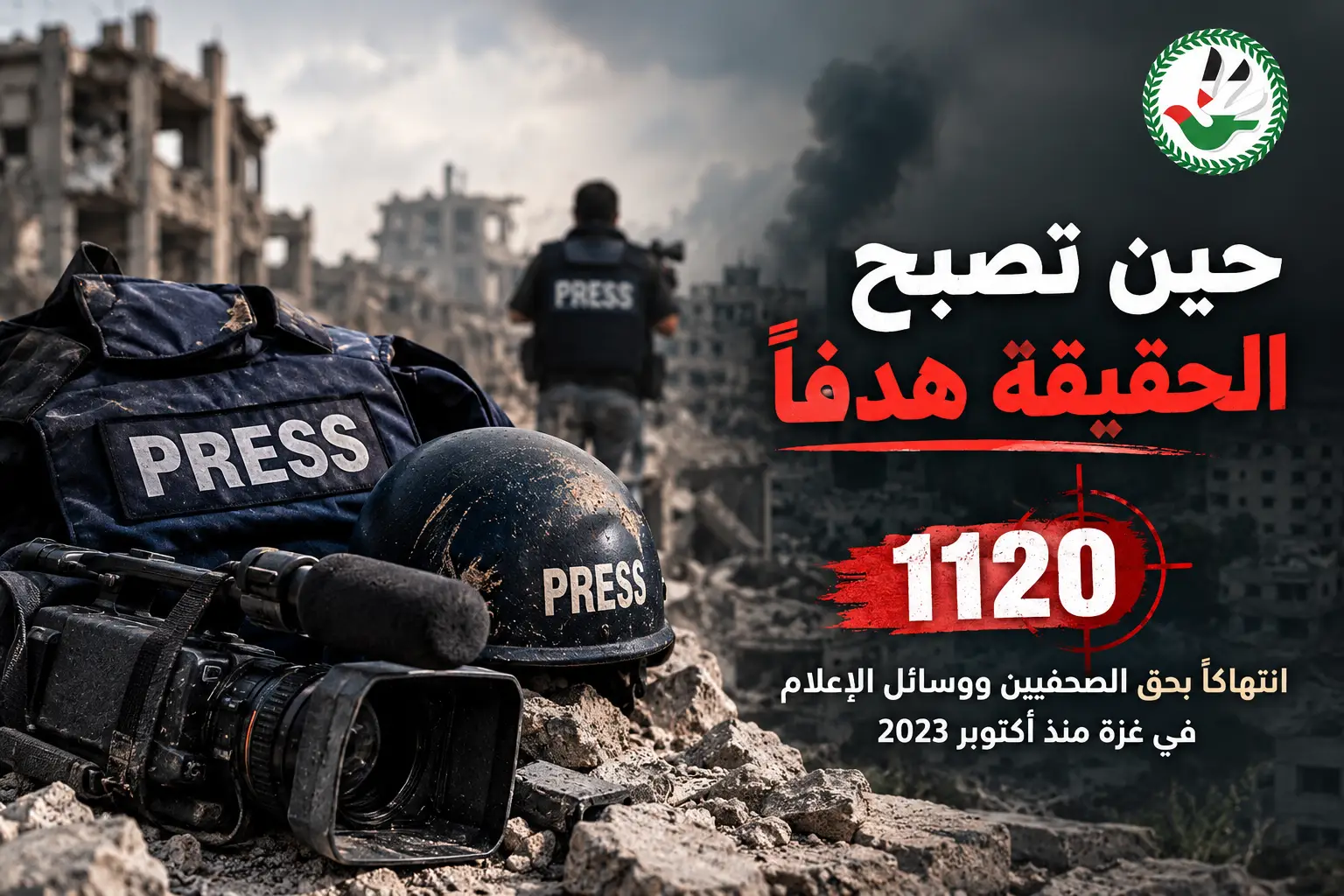 تقرير "حين تصبح الحقيقة هدفاً" "1120" انتهاكاً بحق الصحفيين ووسائل الإعلام في غزة منذ أكتوبر 2023
