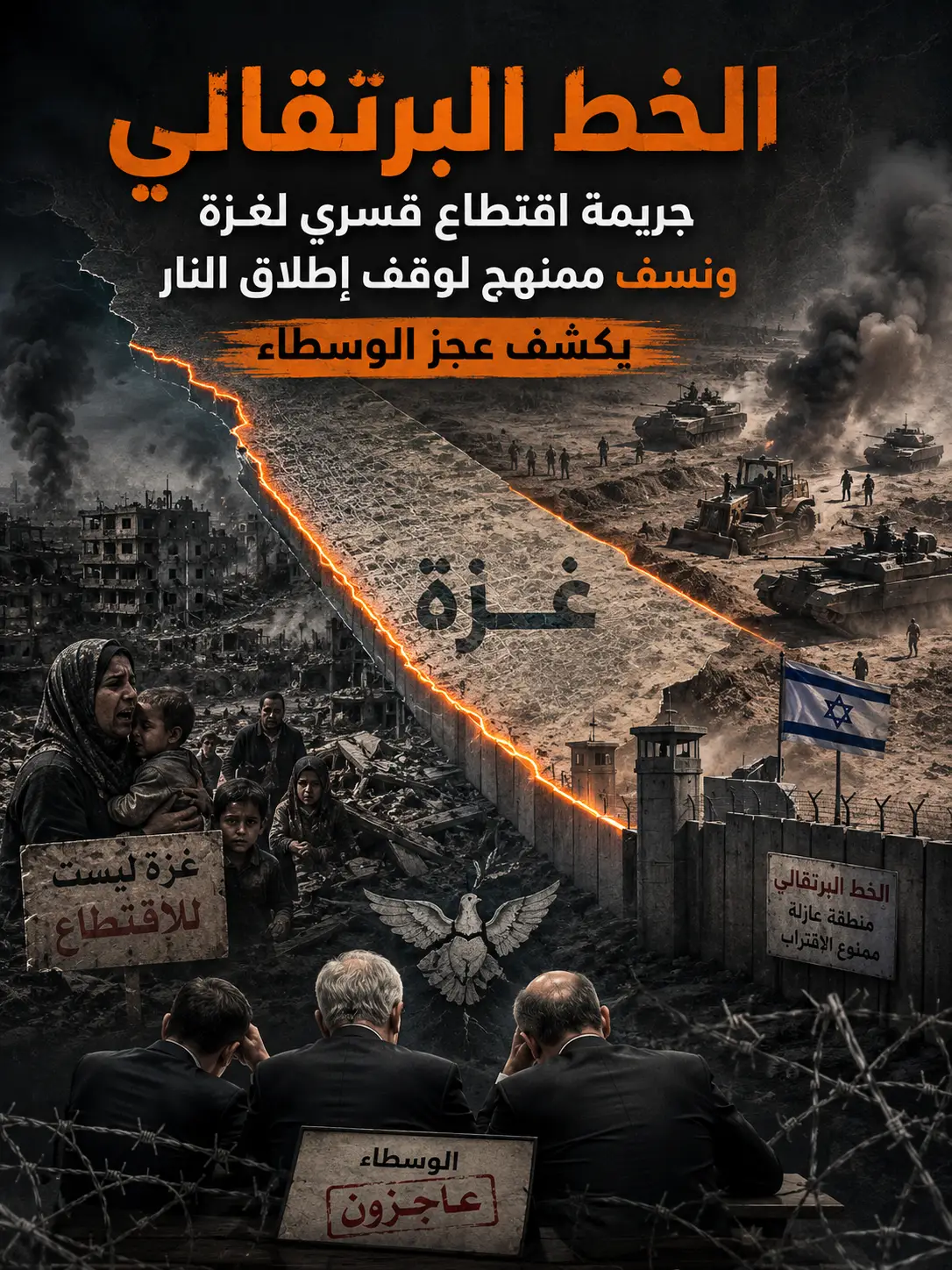 "حماية" الخط البرتقالي، جريمة اقتطاع قسري لغزة ونسف ممنهج لوقف إطلاق النار، يكشف عجز الوسطاء